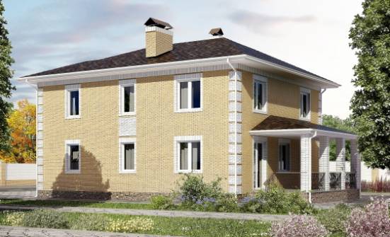 220-006-Л Проект двухэтажного дома, гараж, средний загородный дом из газосиликатных блоков Валуйки | Проекты домов от House Expert