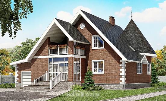 220-002-Л Проект двухэтажного дома с мансардой и гаражом, красивый дом из блока Белгород | Проекты домов от House Expert