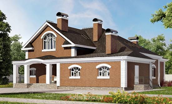 400-003-П Проект двухэтажного дома с мансардой, большой домик из теплоблока Шебекино | Проекты домов от House Expert
