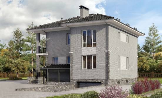 275-004-П Проект трехэтажного дома и гаражом, классический загородный дом из кирпича Новый Оскол | Проекты домов от House Expert