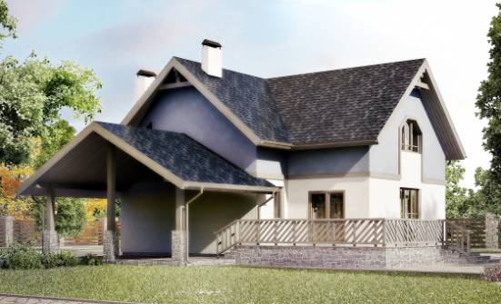 150-011-П Проект двухэтажного дома мансардный этаж и гаражом, недорогой дом из блока Белгород | Проекты домов от House Expert