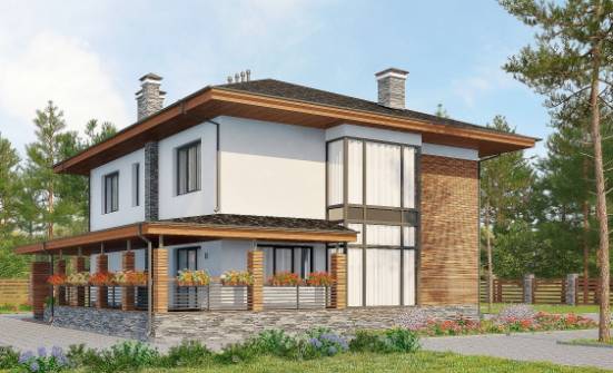 305-001-П Проект двухэтажного дома, гараж, огромный домик из пеноблока Шебекино | Проекты домов от House Expert