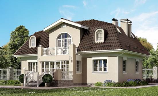210-001-Л Проект двухэтажного дома с мансардой, простой домик из блока Алексеевка | Проекты домов от House Expert