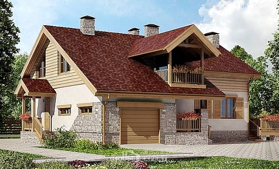 165-002-П Проект двухэтажного дома с мансардой, гараж, классический дом из бризолита Старый Оскол | Проекты домов от House Expert
