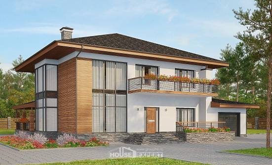 305-001-П Проект двухэтажного дома, гараж, огромный домик из пеноблока Шебекино | Проекты домов от House Expert