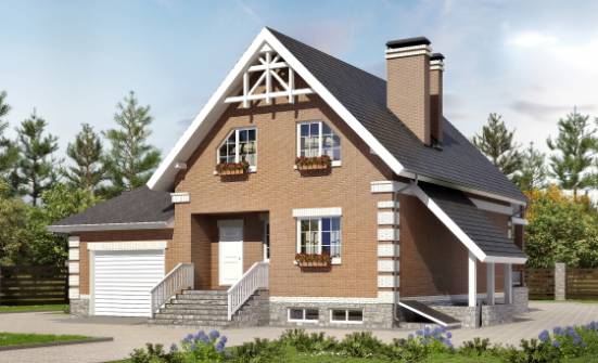 200-009-Л Проект трехэтажного дома с мансардным этажом, гараж, простой домик из арболита Губкин | Проекты домов от House Expert