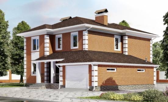 220-004-Л Проект двухэтажного дома и гаражом, современный коттедж из кирпича Губкин | Проекты домов от House Expert