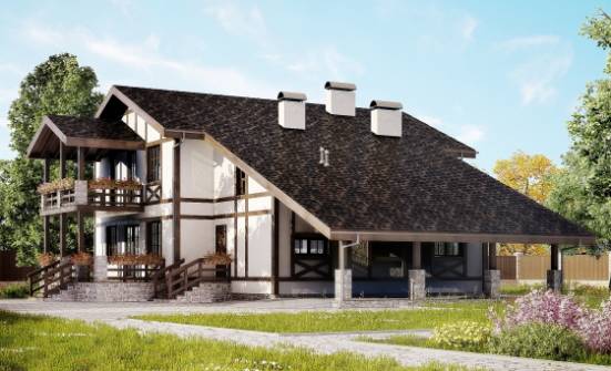 250-002-Л Проект двухэтажного дома с мансардным этажом и гаражом, уютный домик из кирпича Шебекино | Проекты домов от House Expert
