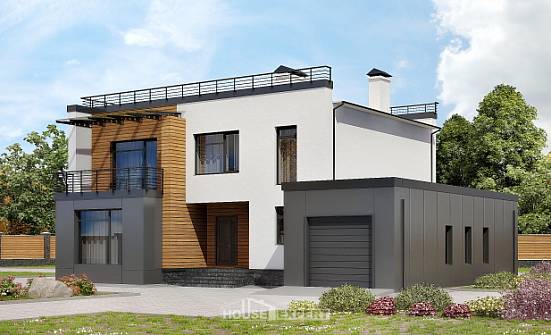 260-002-П Проект двухэтажного дома и гаражом, большой дом из газосиликатных блоков Новый Оскол | Проекты домов от House Expert