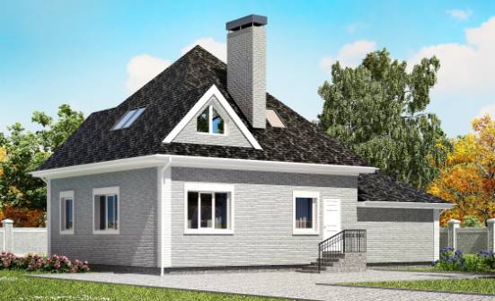 135-001-Л Проект двухэтажного дома с мансардой, гараж, простой домик из кирпича Валуйки | Проекты домов от House Expert