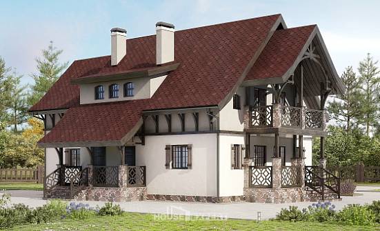 180-014-П Проект двухэтажного дома мансардой, доступный коттедж из арболита Шебекино | Проекты домов от House Expert