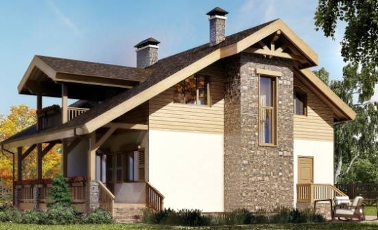 150-004-П Проект двухэтажного дома с мансардой, небольшой домик из пеноблока Валуйки | Проекты домов от House Expert