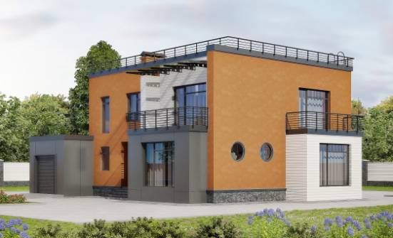 260-002-Л Проект двухэтажного дома, гараж, классический домик из твинблока Шебекино | Проекты домов от House Expert