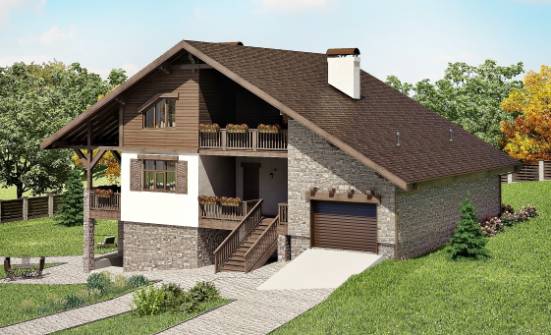 300-003-П Проект трехэтажного дома с мансардой, гараж, уютный дом из кирпича Губкин | Проекты домов от House Expert