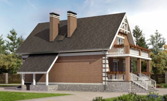 200-009-Л Проект трехэтажного дома с мансардным этажом, гараж, простой домик из арболита Губкин | Проекты домов от House Expert