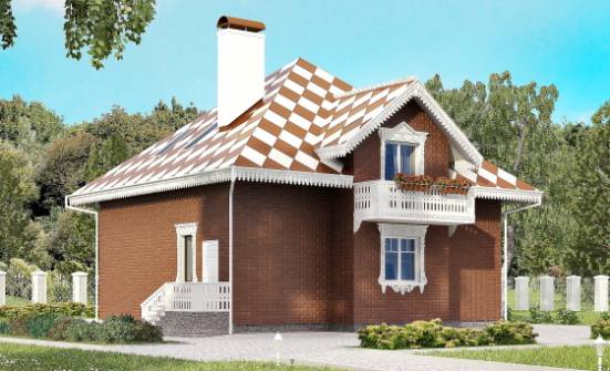 155-003-Л Проект двухэтажного дома мансардой и гаражом, небольшой дом из арболита Строитель | Проекты домов от House Expert