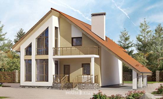 170-009-П Проект двухэтажного дома мансардой и гаражом, классический загородный дом из арболита Белгород | Проекты домов от House Expert
