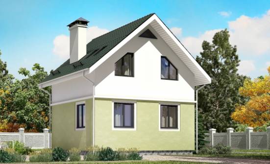 070-001-П Проект двухэтажного дома с мансардным этажом, миниатюрный коттедж из блока Алексеевка | Проекты домов от House Expert