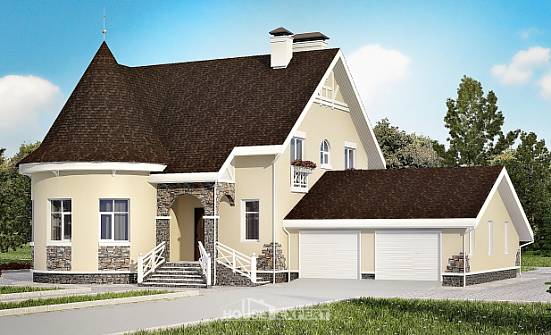 275-001-Л Проект двухэтажного дома с мансардой и гаражом, классический коттедж из кирпича Шебекино | Проекты домов от House Expert