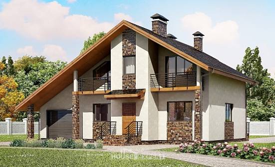 180-008-Л Проект двухэтажного дома с мансардой, гараж, просторный дом из газобетона Старый Оскол | Проекты домов от House Expert