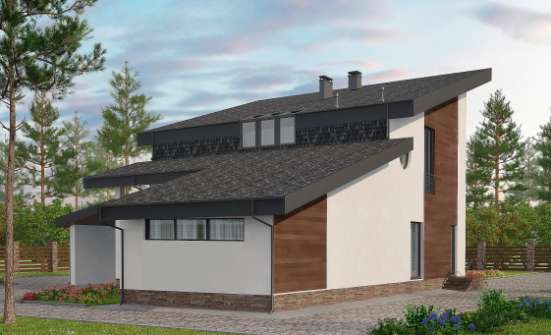 230-001-П Проект двухэтажного дома мансардой, простой коттедж из кирпича Новый Оскол | Проекты домов от House Expert