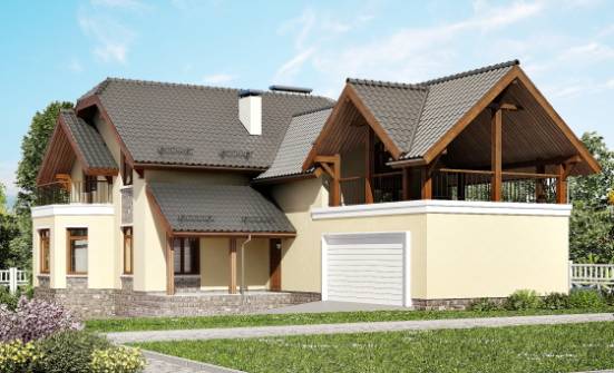 255-003-П Проект трехэтажного дома с мансардным этажом и гаражом, средний коттедж из бризолита Алексеевка | Проекты домов от House Expert