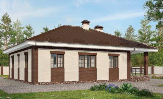 160-015-П Проект одноэтажного дома, гараж, классический дом из твинблока Валуйки | Проекты домов от House Expert