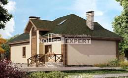 180-010-П Проект двухэтажного дома с мансардой, гараж, уютный дом из бризолита Новый Оскол, House Expert