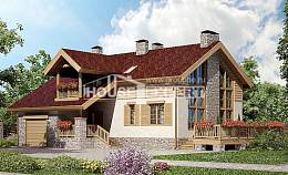 165-002-П Проект двухэтажного дома мансардой, гараж, простой коттедж из пеноблока Белгород, House Expert