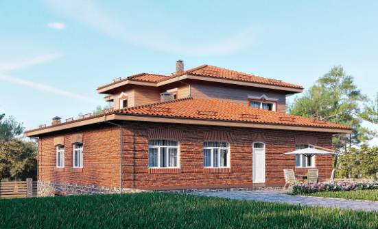 380-002-Л Проект трехэтажного дома и гаражом, просторный домик из кирпича Губкин | Проекты домов от House Expert