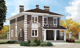 185-002-П Проект двухэтажного дома, красивый загородный дом из твинблока Строитель, House Expert