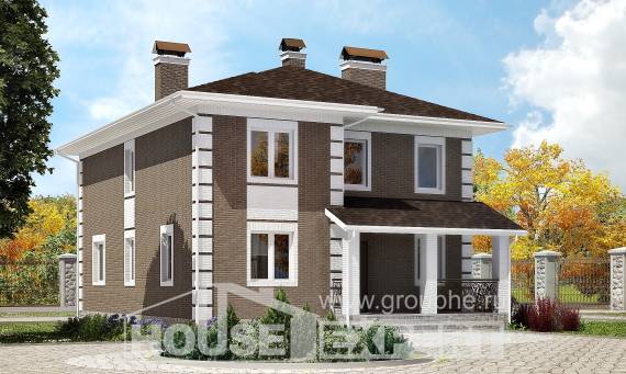 185-002-П Проект двухэтажного дома, красивый загородный дом из твинблока Строитель, House Expert