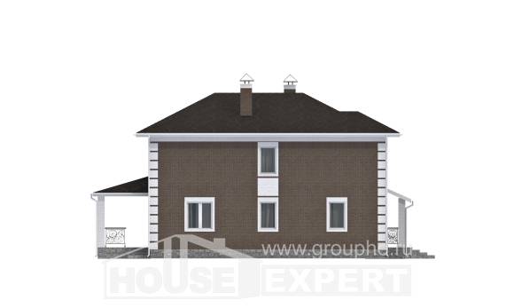185-002-П Проект двухэтажного дома, недорогой загородный дом из газосиликатных блоков Старый Оскол, House Expert