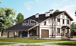 250-002-Л Проект двухэтажного дома с мансардным этажом, гараж, классический коттедж из кирпича Губкин, House Expert