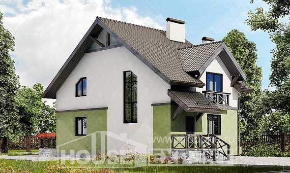 120-003-П Проект двухэтажного дома с мансардой, простой загородный дом из пеноблока Белгород, House Expert