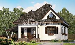 110-002-Л Проект двухэтажного дома с мансардой и гаражом, компактный дом из блока Губкин, House Expert