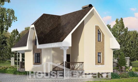 125-001-Л Проект двухэтажного дома мансардой, экономичный загородный дом из пеноблока Алексеевка, House Expert