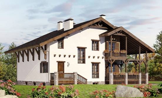 400-004-П Проект трехэтажного дома с мансардой, гараж, уютный загородный дом из кирпича Алексеевка | Проекты домов от House Expert