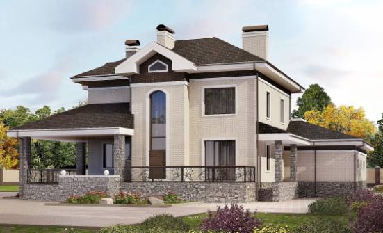 365-001-Л Проект трехэтажного дома, гараж, огромный домик из кирпича Строитель | Проекты домов от House Expert
