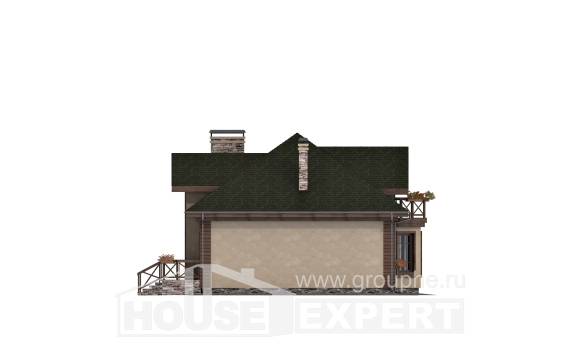 180-010-П Проект двухэтажного дома мансардой и гаражом, простой коттедж из блока Шебекино, House Expert