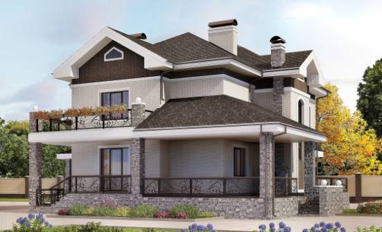 365-001-Л Проект трехэтажного дома, гараж, огромный домик из кирпича Строитель | Проекты домов от House Expert
