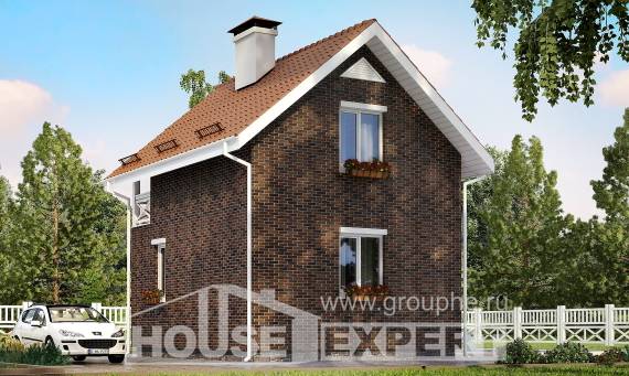 045-001-Л Проект двухэтажного дома с мансардным этажом, крохотный загородный дом из бризолита Алексеевка, House Expert