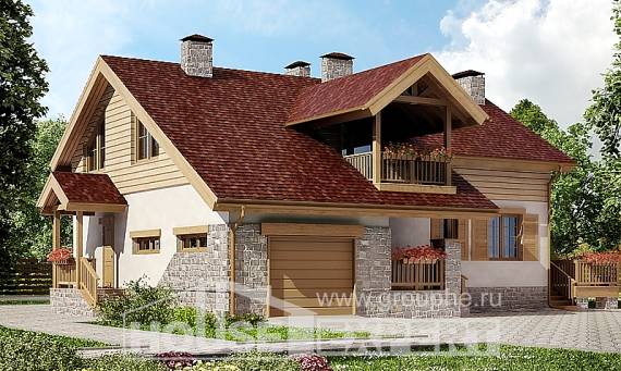 165-002-П Проект двухэтажного дома мансардный этаж, гараж, уютный коттедж из пеноблока Новый Оскол, House Expert