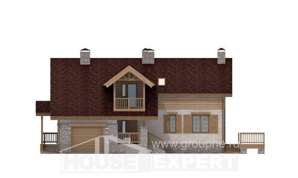 165-002-П Проект двухэтажного дома мансардный этаж и гаражом, доступный коттедж из арболита Новый Оскол, House Expert