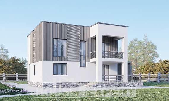 150-017-П Проект двухэтажного дома, скромный коттедж из газосиликатных блоков Старый Оскол, House Expert