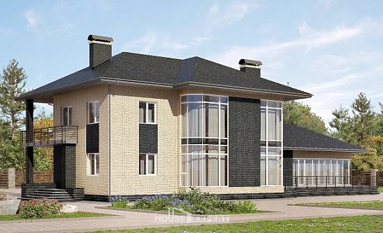 305-003-Л Проект двухэтажного дома, большой загородный дом из поризованных блоков Новый Оскол | Проекты домов от House Expert