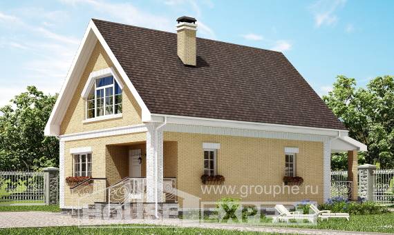 130-004-П Проект двухэтажного дома с мансардным этажом, красивый загородный дом из пеноблока Новый Оскол, House Expert