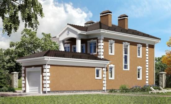 150-006-П Проект двухэтажного дома, гараж, скромный загородный дом из арболита Новый Оскол | Проекты домов от House Expert