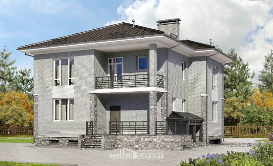 275-004-П Проект трехэтажного дома и гаражом, классический домик из кирпича Губкин | Проекты домов от House Expert