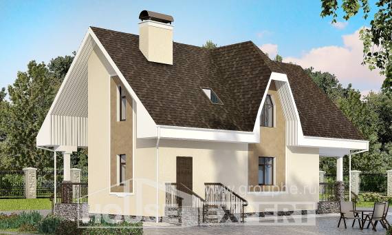 125-001-Л Проект двухэтажного дома с мансардным этажом, красивый домик из керамзитобетонных блоков Губкин, House Expert